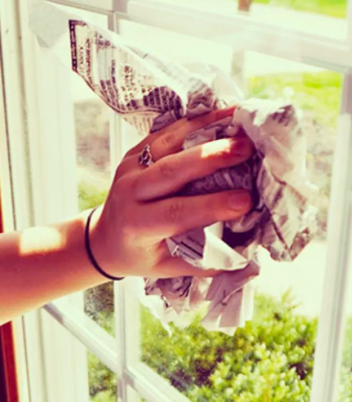 Cleaning Windows With Newspaper