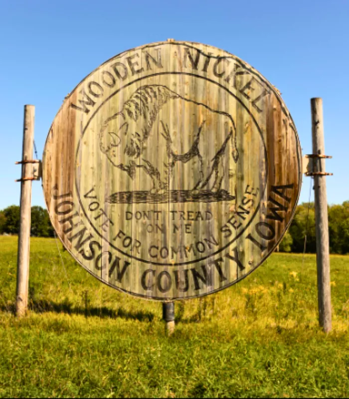 Worlds Largest Wooden Nickel North Liberty